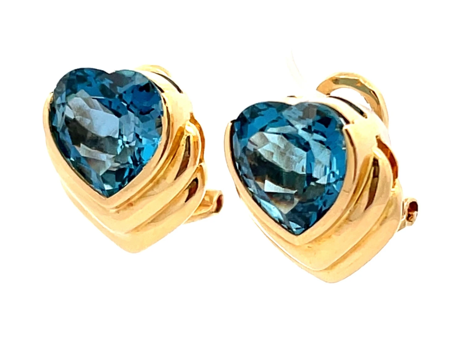 Unknown Blue Heart Shaped Topaz Earrings In 18k Yellow Gold 6 Unknown Blue Heart Shaped Topaz Earrings In 18k Yellow Gold – Image 4