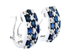 Unknown Alternating Sapphire And Diamond Huggie Earrings In 18k White Gold -Mode Bijouterie Magasin Artboard 3 master 2
