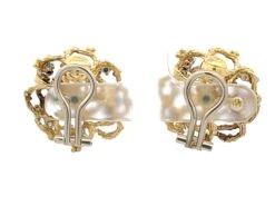 Unknown Wavy Flower Earrings With Cabochon Sapphires And Turquoises In 18k Yellow Gold -Mode Bijouterie Magasin Artboard 42 master