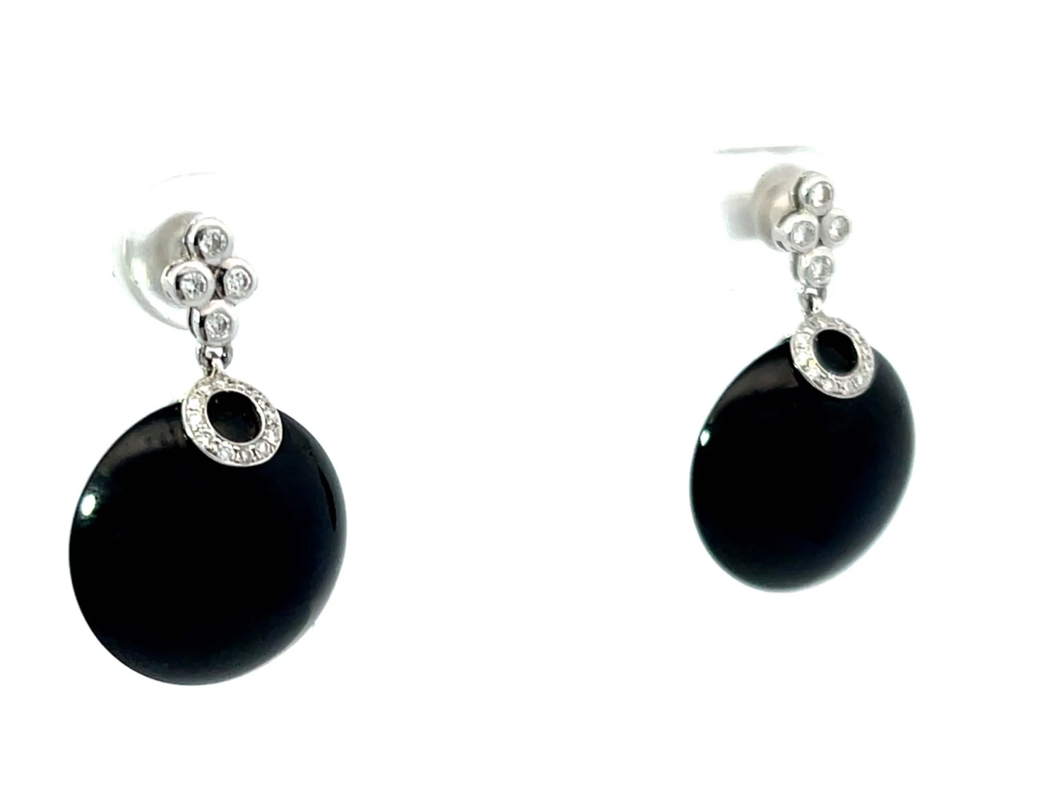 Unknown Black Onyx And Diamond Earrings In 18k White Gold 5 Unknown Black Onyx And Diamond Earrings In 18k White Gold – Image 3