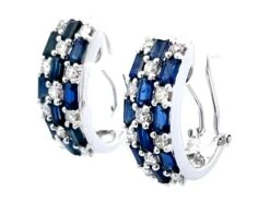 Unknown Alternating Sapphire And Diamond Huggie Earrings In 18k White Gold -Mode Bijouterie Magasin Artboard 4 master 3