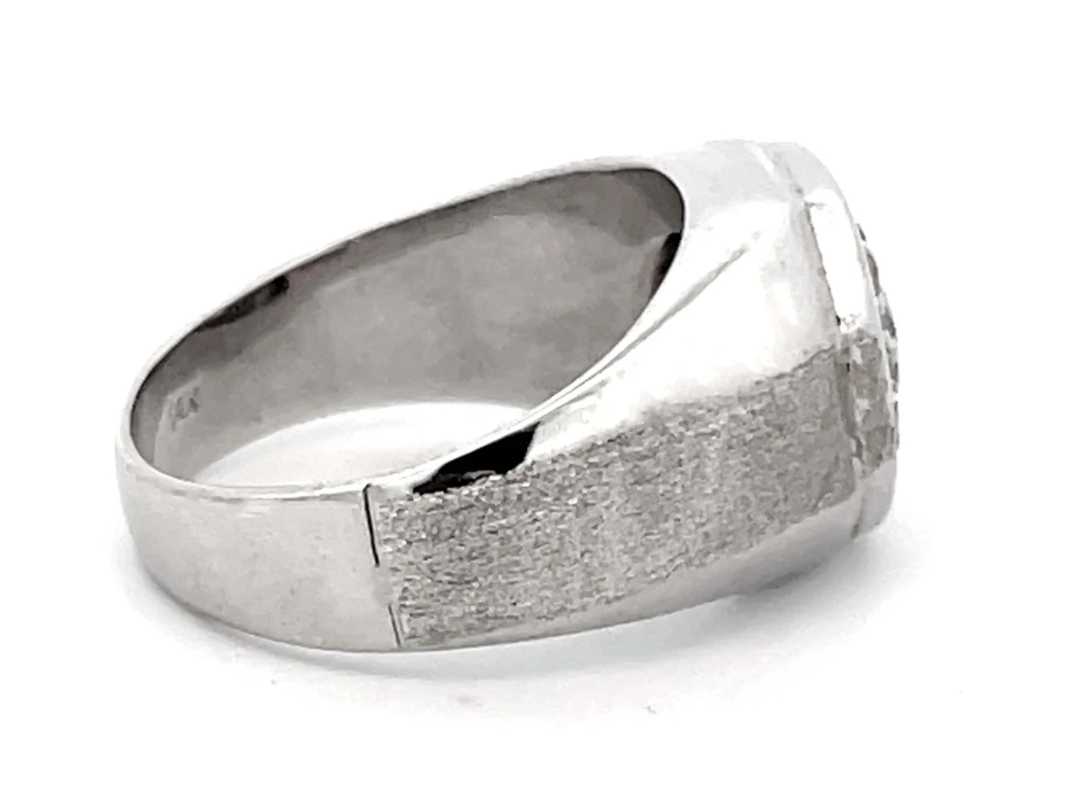 Unknown Mens Round Diamond Cluster Center Ring With Textured Shoulders In 14k White Gold 7 Unknown Mens Round Diamond Cluster Center Ring With Textured Shoulders In 14k White Gold – Image 5