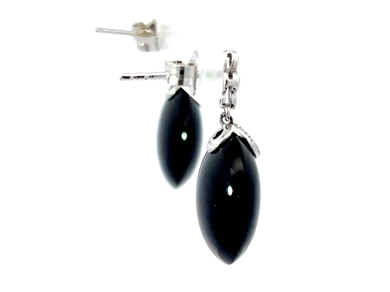 Unknown Black Onyx And Diamond Earrings In 18k White Gold 7 Unknown Black Onyx And Diamond Earrings In 18k White Gold – Image 5