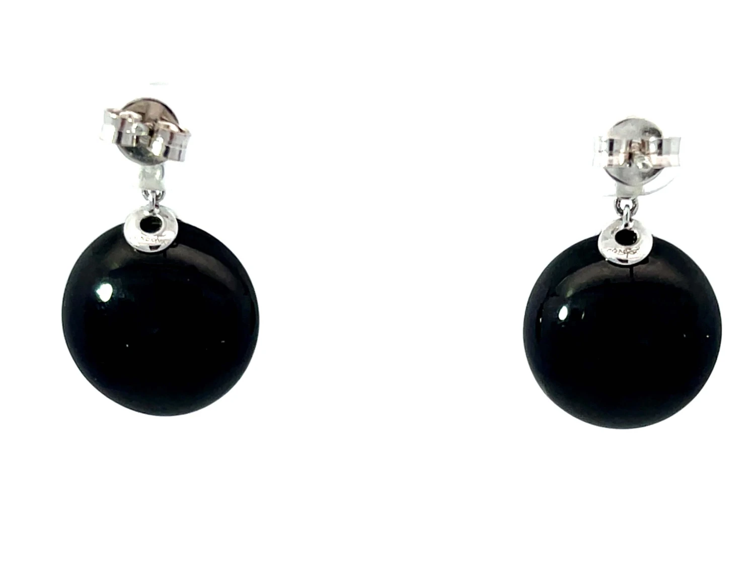 Unknown Black Onyx And Diamond Earrings In 18k White Gold 8 Unknown Black Onyx And Diamond Earrings In 18k White Gold – Image 6