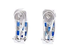 Unknown Alternating Sapphire And Diamond Huggie Earrings In 18k White Gold -Mode Bijouterie Magasin Artboard 7 master 3