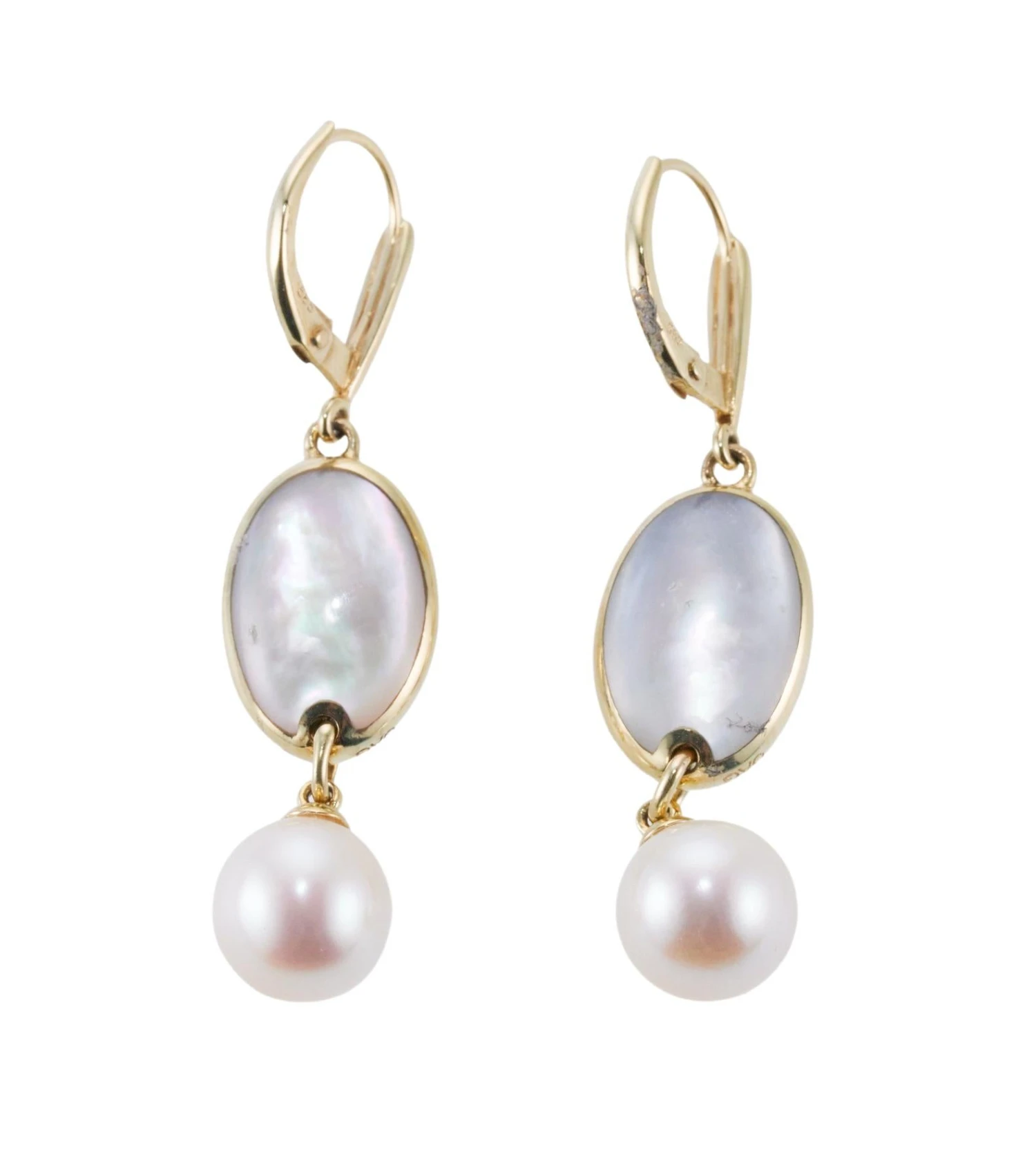 Asch Grossbardt Inlay Mother Of Pearl Onyx Pearl Gold Earrings 5 Asch Grossbardt Inlay Mother Of Pearl Onyx Pearl Gold Earrings – Image 3