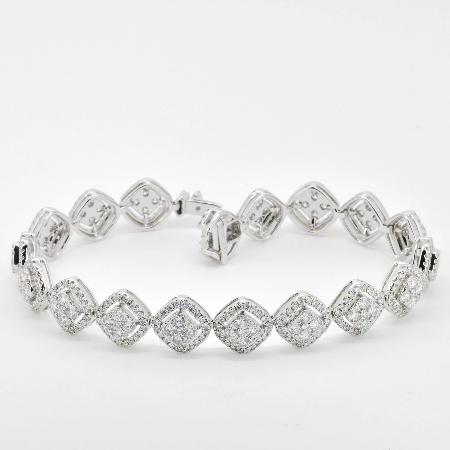 Radiant Elegance: Cluster Halo With Natural Diamond Bracelet In 18k White Gold 7 Radiant Elegance: Cluster Halo With Natural Diamond Bracelet In 18k White Gold – Image 5