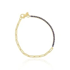 Alberto Yellow Gold Paperclip And White Diamond Tennis Bracelet 13 Alberto Yellow Gold Paperclip And White Diamond Tennis Bracelet -Mode Bijouterie Magasin B117139BLUES master