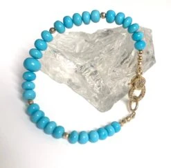 Sleeping Beauty Turquoise With Pave Diamonds Bracelet -Mode Bijouterie Magasin B1341 6 org