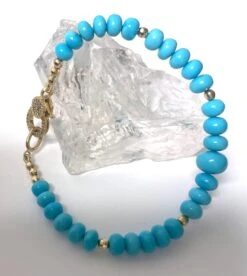 Sleeping Beauty Turquoise With Pave Diamonds Bracelet -Mode Bijouterie Magasin B1341 7 org