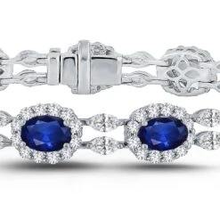 6.79 Carat Vivid Blue Oval Cut Sapphire And 4.69 Carat Diamond Bracelet -Mode Bijouterie Magasin B73C master 1