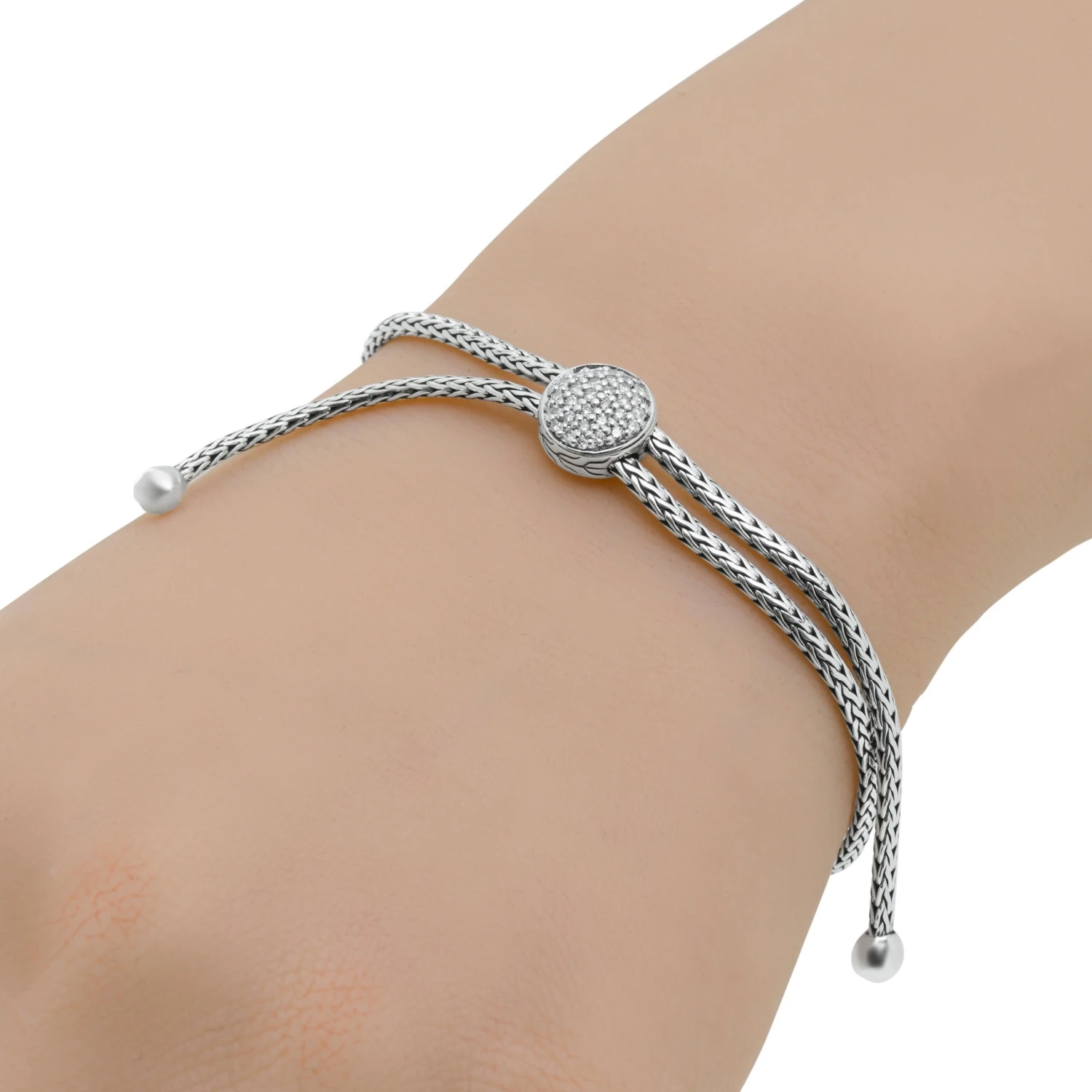 John Hardy Classic Chain S. Silver & Diamond Pull-Through Bracelet 4 John Hardy Classic Chain S. Silver & Diamond Pull-Through Bracelet – Image 2