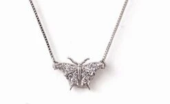 Small Butterfly Diamond Necklace Front View White Gold 10 Small Butterfly Diamond Necklace Front View White Gold -Mode Bijouterie Magasin BF108NK WK2O4298 WG copy master