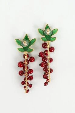 Augustine Red Glass Paste Gooseberries Earrings -Mode Bijouterie Magasin BO38 2 master