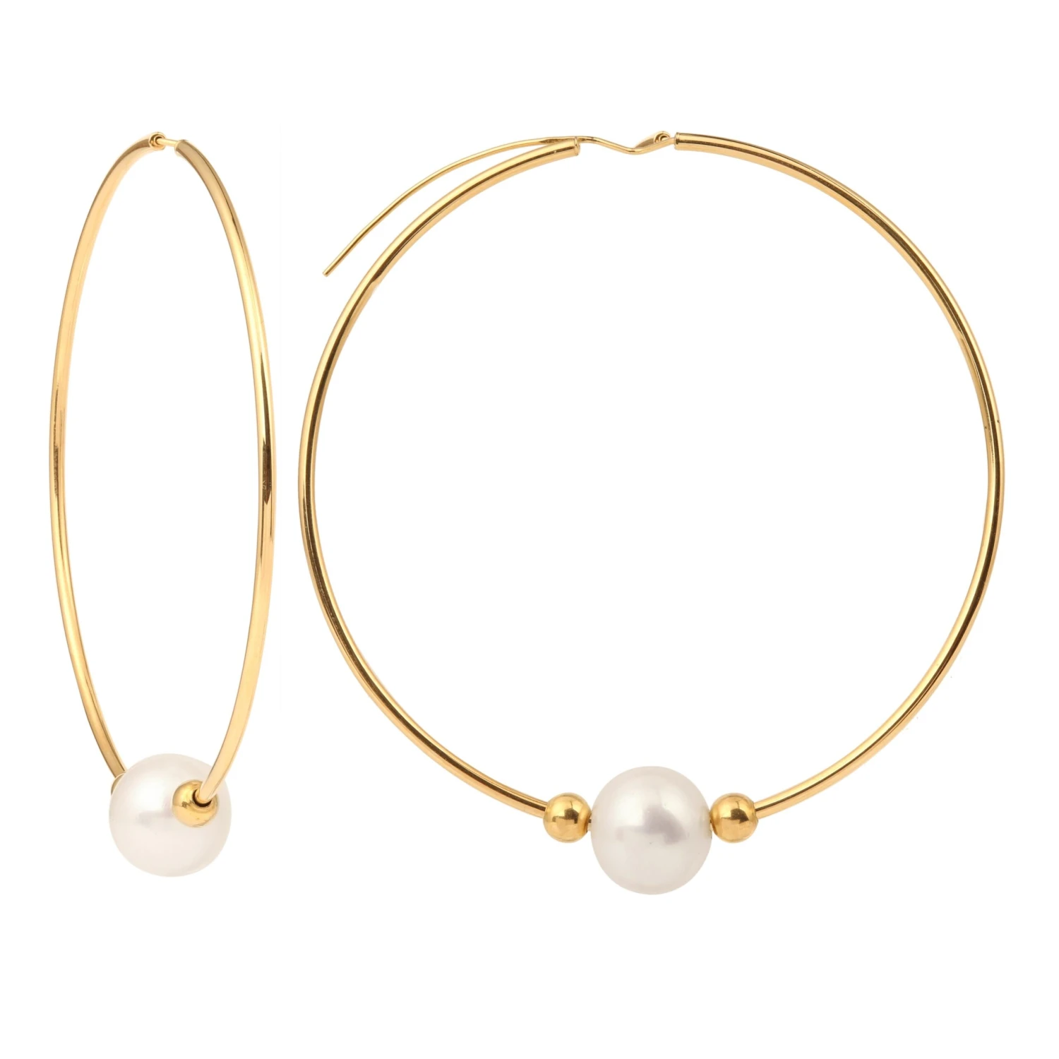 Unknown Pearls 18 Carat Yellow Gold Hoop Earrings 6 Unknown Pearls 18 Carat Yellow Gold Hoop Earrings – Image 4