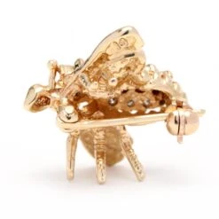 Unknown 0.25ctw Mini Diamond Bee Brooch, 14k Yellow Gold, Small Bee -Mode Bijouterie Magasin BR1040 3 master