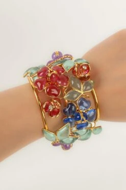 Augustine Flowers Gold Metal Cuff Bracelet -Mode Bijouterie Magasin BRA112 10 master