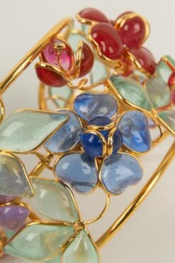 Augustine Flowers Gold Metal Cuff Bracelet -Mode Bijouterie Magasin BRA112 3 master