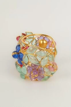 Augustine Flowers Gold Metal Cuff Bracelet -Mode Bijouterie Magasin BRA112 5 master