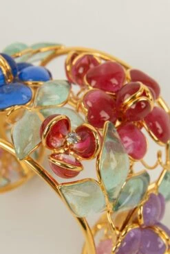 Augustine Flowers Gold Metal Cuff Bracelet -Mode Bijouterie Magasin BRA112 7 master