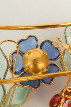 Augustine Flowers Gold Metal Cuff Bracelet -Mode Bijouterie Magasin BRA112 8 master