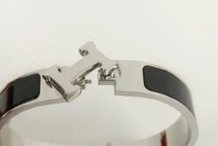 Hermès Clic Clac H Silver Plated Metal And Black Enamel Bracelet -Mode Bijouterie Magasin BRA131 2 master