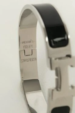 Hermès Clic Clac H Silver Plated Metal And Black Enamel Bracelet -Mode Bijouterie Magasin BRA131 6 master