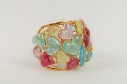 Augustine "Hearts" Gold Metal And Glass Paste Cuff Bracelet -Mode Bijouterie Magasin BRA57 2 master