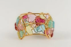 Augustine "Hearts" Gold Metal And Glass Paste Cuff Bracelet -Mode Bijouterie Magasin BRA57 3 master