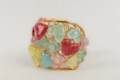 Augustine "Hearts" Gold Metal And Glass Paste Cuff Bracelet -Mode Bijouterie Magasin BRA57 4 master