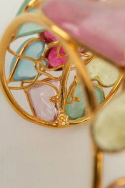 Augustine "Hearts" Gold Metal And Glass Paste Cuff Bracelet -Mode Bijouterie Magasin BRA57 7 master