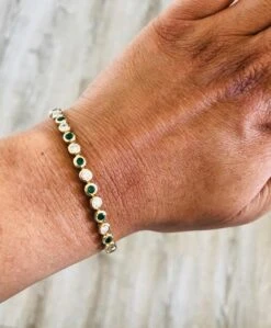 2.71 Carat Emerald Diamond Yellow Gold Flexible Bracelet -Mode Bijouterie Magasin BREM100 D master