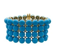 Unknown Jay Feder 18k Yellow Gold Turquoise And Diamond Wide Beacelet 16 Unknown Jay Feder 18k Yellow Gold Turquoise And Diamond Wide Beacelet -Mode Bijouterie Magasin BRTR24270M white 2 of 4 master