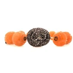 Carved Beaded Moonstone Bracelet With Pave Diamonds Balls & Cubes -Mode Bijouterie Magasin BRUGI 1299 4 master