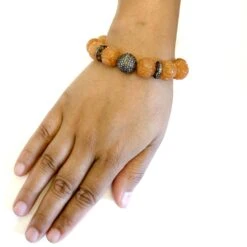 Tribal Style Carved Moonstone & Pave Diamonds Beads Bracelet 9 Tribal Style Carved Moonstone & Pave Diamonds Beads Bracelet -Mode Bijouterie Magasin BRUGI 1347 2 master