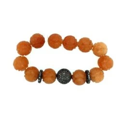 Tribal Style Carved Moonstone & Pave Diamonds Beads Bracelet 12 Tribal Style Carved Moonstone & Pave Diamonds Beads Bracelet -Mode Bijouterie Magasin BRUGI 1347 5 master