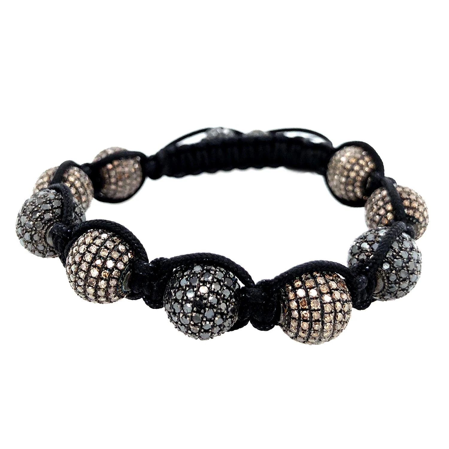 Fancy Pave Diamond Ball Macrame Bracelet 6 Fancy Pave Diamond Ball Macrame Bracelet – Image 4
