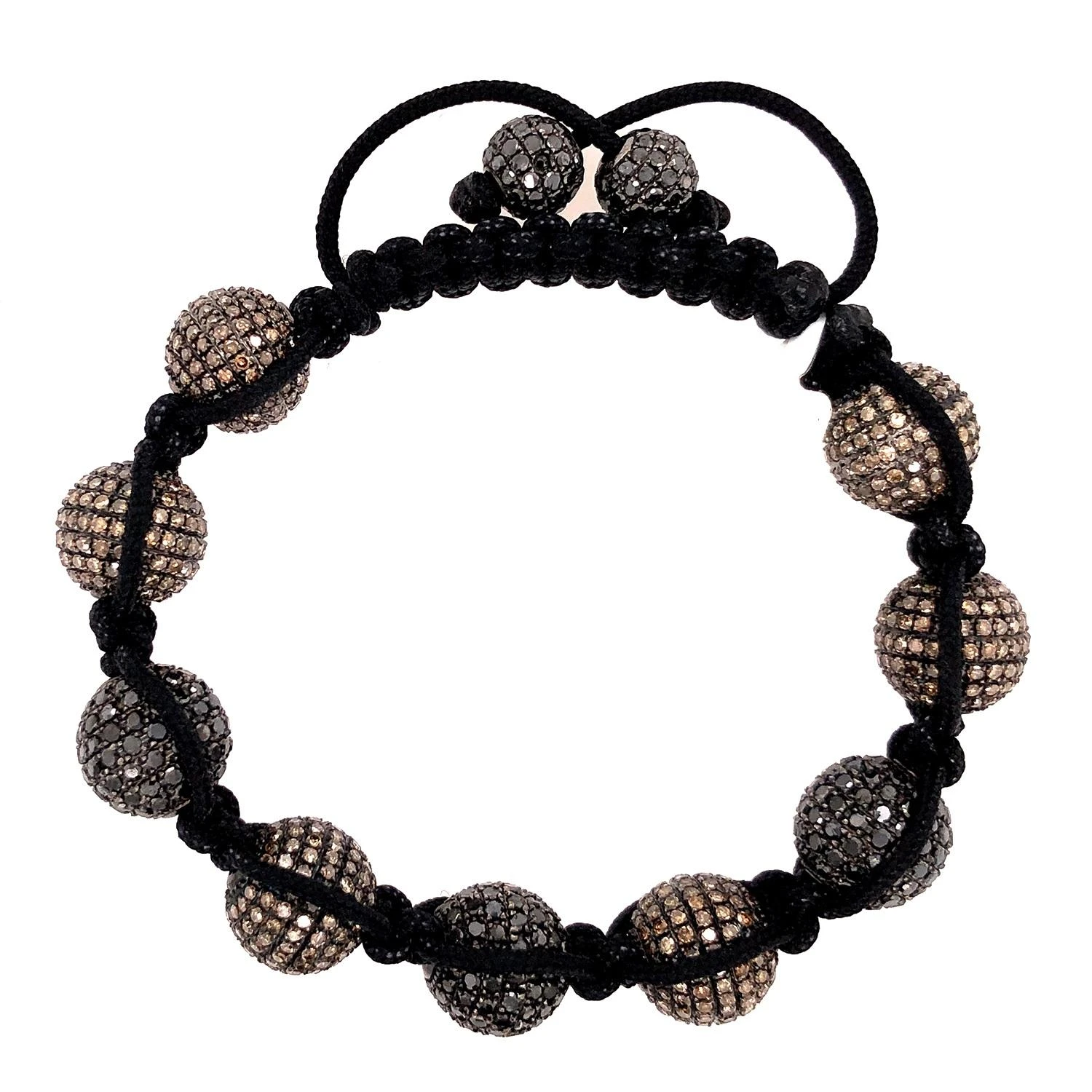 Fancy Pave Diamond Ball Macrame Bracelet 4 Fancy Pave Diamond Ball Macrame Bracelet – Image 2