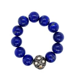 Lapis & Rose Cut Diamond Ball Beaded Bracelet 9 Lapis & Rose Cut Diamond Ball Beaded Bracelet -Mode Bijouterie Magasin BRUGI 1442 3 master