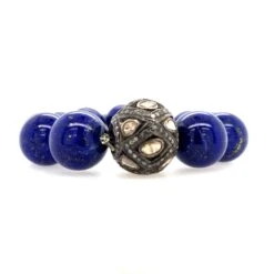 Lapis & Rose Cut Diamond Ball Beaded Bracelet 10 Lapis & Rose Cut Diamond Ball Beaded Bracelet -Mode Bijouterie Magasin BRUGI 1442 4 master