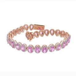 Unknown Pink Sapphire & Diamond Tennis Bracelet In 18k Gold -Mode Bijouterie Magasin BR 0117 2 master 1