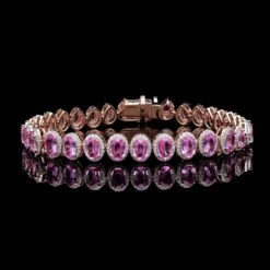 Unknown Pink Sapphire & Diamond Tennis Bracelet In 18k Gold -Mode Bijouterie Magasin BR 0117 master