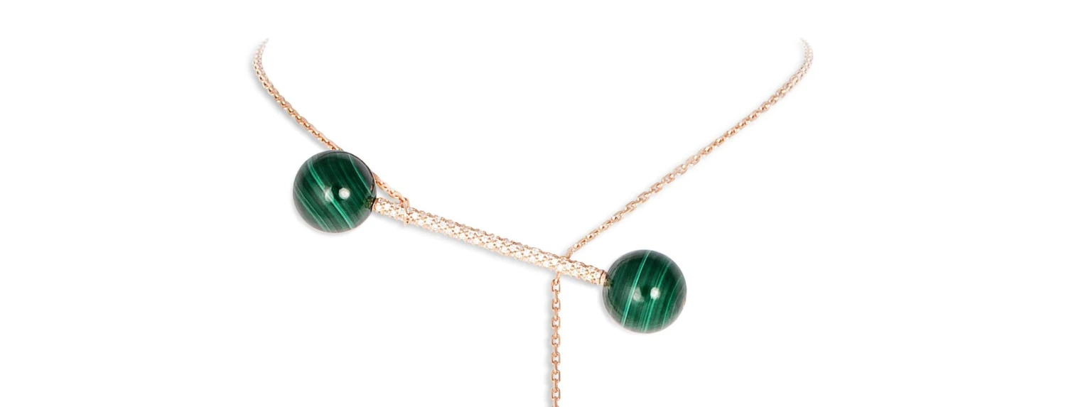 MALACHITE Diamonds Rose Gold Necklace 4 MALACHITE Diamonds Rose Gold Necklace – Image 2