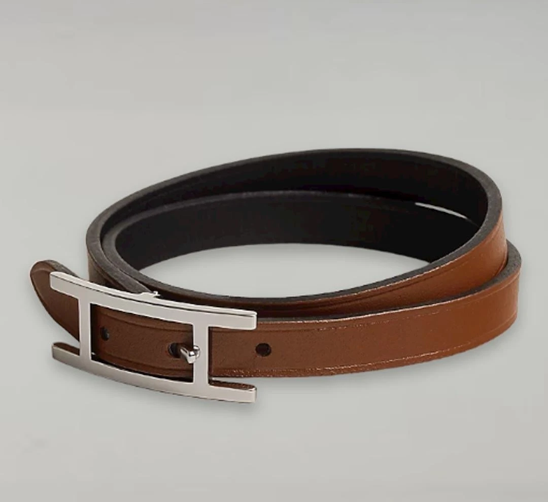 Hermes Behapi Double Tour Bracelet Black / Fauve Size T4 17.5cm 5 Hermes Behapi Double Tour Bracelet Black / Fauve Size T4 17.5cm – Image 3