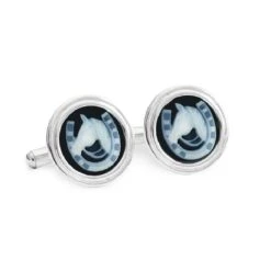 Hand-Carved Horse-Shoe Agate Cameo 925 Sterling Silver Contemporary Cufflinks 15 Hand-Carved Horse-Shoe Agate Cameo 925 Sterling Silver Contemporary Cufflinks -Mode Bijouterie Magasin Black Horse Shoe Cufflinks e1569997176645 master