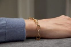 Alex Jona 18 Karat Yellow Gold Link Chain Bracelet -Mode Bijouterie Magasin Bracciale 4 indossato 2 master