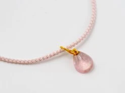 Pink Tourmaline Rose Quartz Pink Opal 22 Kt Gold Pendant Necklace -Mode Bijouterie Magasin C100058 master