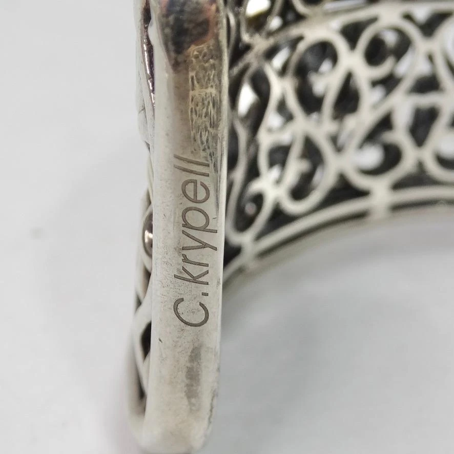 Charles Krypell Sterling Silver, Gold And Black And White Diamond Cuff Bracelet 10 Charles Krypell Sterling Silver, Gold And Black And White Diamond Cuff Bracelet – Image 8