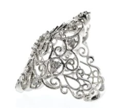 Art Decor Antique Filigree 1.28 Carat Diamond Ring In 18 Karat White Gold -Mode Bijouterie Magasin CDR 05001 35 2 master