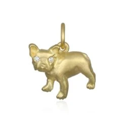 Faye Kim 18 Karat Gold And Diamond French Bulldog Charm Necklace -Mode Bijouterie Magasin CH5000 Frenchie master